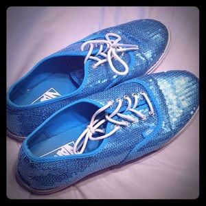 Sparkling Light blue Sequin Vans - Sz 10.5
